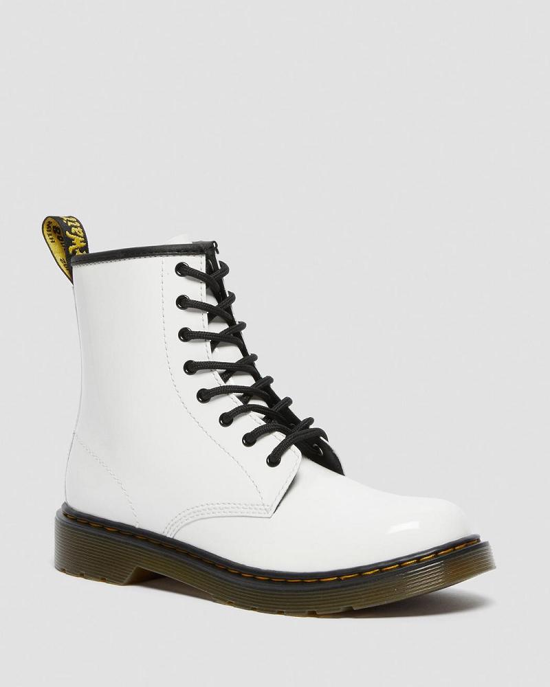 Dr Martens Youth 1460 Lak Læder Snørestøvler Børn Hvide | DK 711RVD